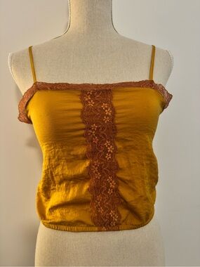 Hippie Rose Mustard Rose Lace Cami Tank Top Size S